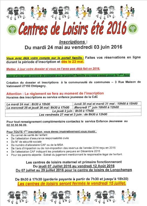 centre de loisir 2016